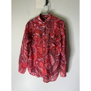 Lauren Ralph Lauren Floral Blouse Sz L cotton Button Down Coastal Cowgirl Resort